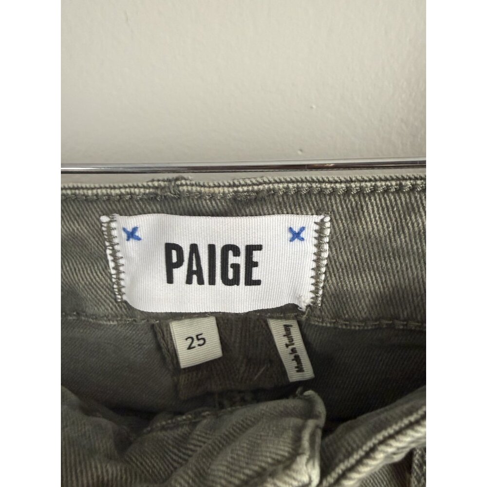 Paige Alexis Cargo Barrel Leg In Vintage Ivy Green Jeans Cotton Blend Denim 25 - Picture 7 of 12